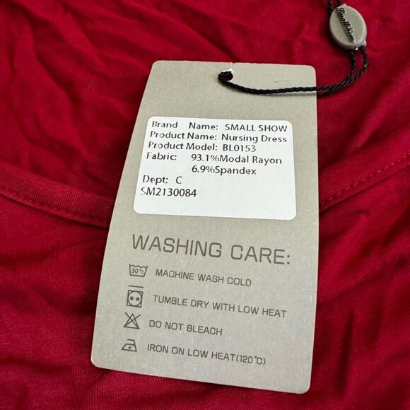 [NWT] Smallshow Summer Ruched Bodycon Maternity Dress - Red - Size XXL - Picture 8 of 8